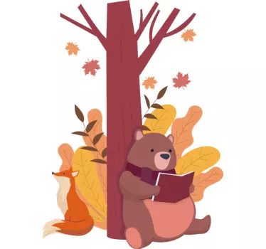 Tree with animals illustration wall art decal - TenStickers