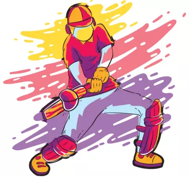 Cricket player colorful wall decor - TenStickers