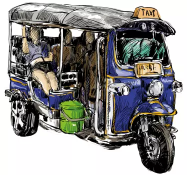Tuk tuk colorful motorbike decal - TenStickers
