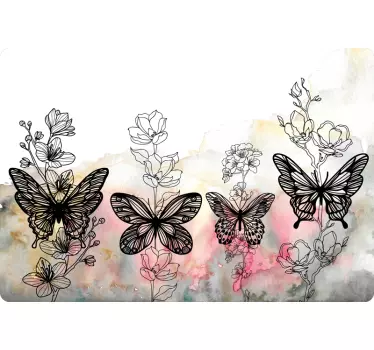 Laptop skin floral butterfly design - TenStickers