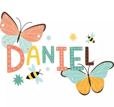 Nursery wall decal customized name butterflies - TenStickers