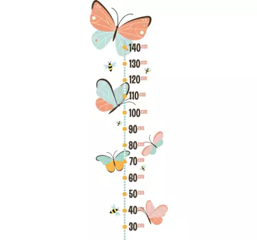 Height chart sticker butterfly growth chart - TenStickers
