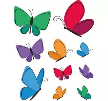 Butterfly wall decal vibrant butterfly collection - TenStickers