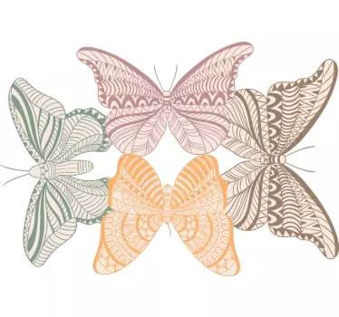 Colored ornamental butterflies butterfly decals for walls - TenStickers