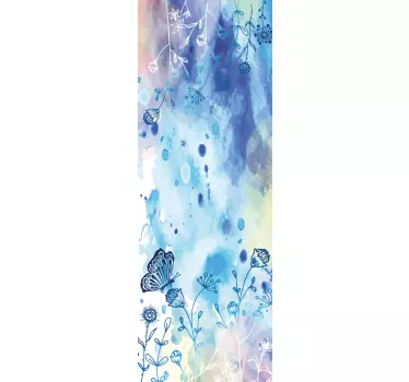 Floral draw and butterflies fridge decals - TenStickers