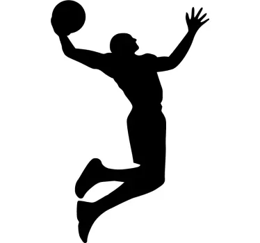 Jumping on basketball hoop basketball sticker - TenStickers