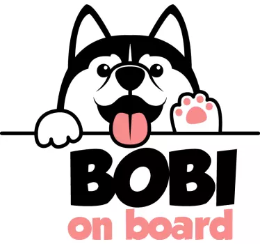 Dog with custom name baby on board sticker - TenStickers