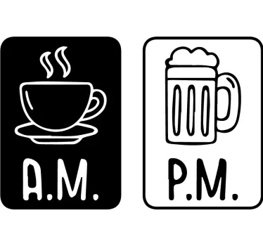 am and pm coffe and beer window decal - TenStickers