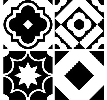 Black and white pattern tile stickers - TenStickers