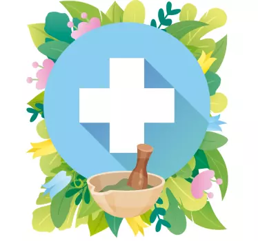 Shop window sticker herbal remedy bowl - TenStickers