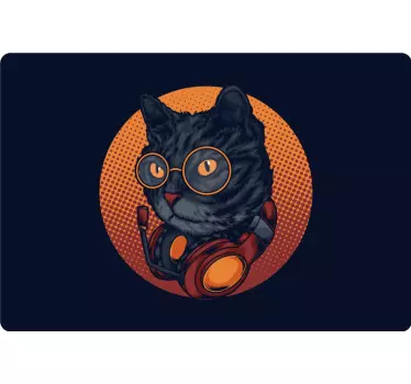 cat music illustration laptop stickers - TenStickers