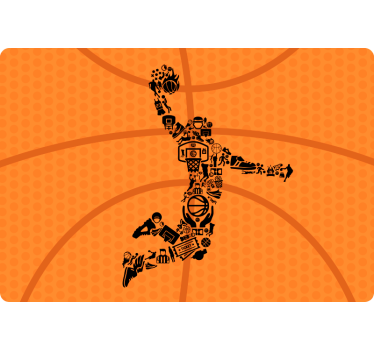 basketball player with icons laptop stickers - TenStickers