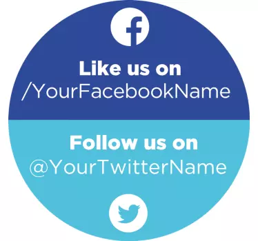 Facebook and twitter follow Shop window Decal - TenStickers