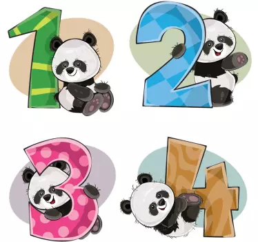 4 panda's educational sticker - TenStickers