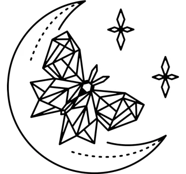 Geometric moon butterfly wall decal - TenStickers
