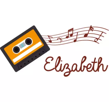 Music sticker personalized music cassette - TenStickers