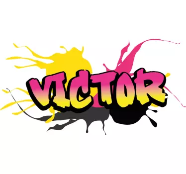 Personalisable pink and yellow graffiti urban decal - TenStickers