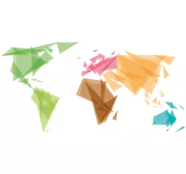 Geometric colourful world map wall sticker - TenStickers