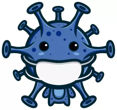 Cute virus with masks laptop stickers - TenStickers