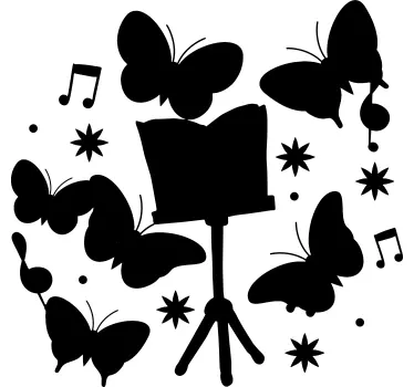 Butterfly music notes musical wall stickers - TenStickers