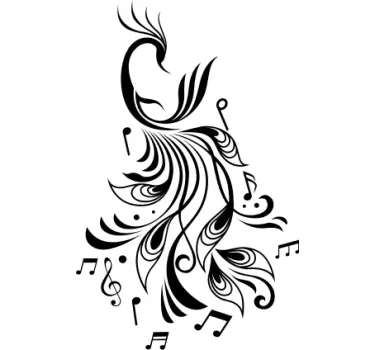 Peacock music note musical wall decal - TenStickers