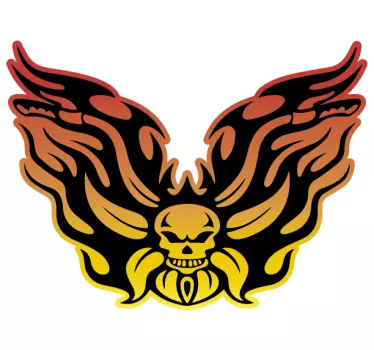 Skull with flame Motorbike sticker - TenStickers