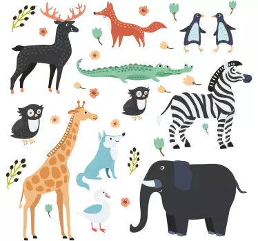 jungle animals cartoon wall decal - TenStickers