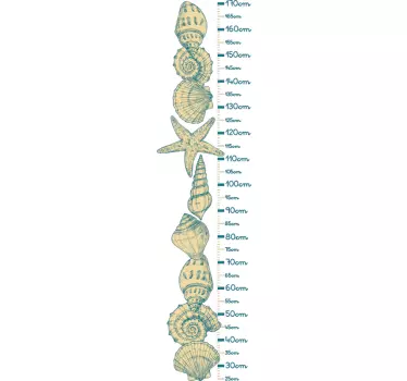 Height chart sticker seashell growth chart - TenStickers
