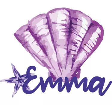 Purple seashell and starfish Custom Sticker - TenStickers