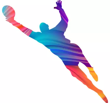 Football sticker colorful athlete jump - TenStickers