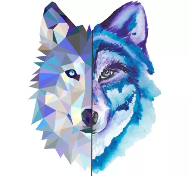 Geometric wolf face bedroom animal wall sticker - TenStickers