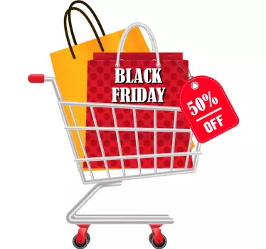 Balck Friday shopping cart window decal - TenStickers