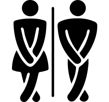 Man and woman in a hurry for wc glass door sticker - TenStickers