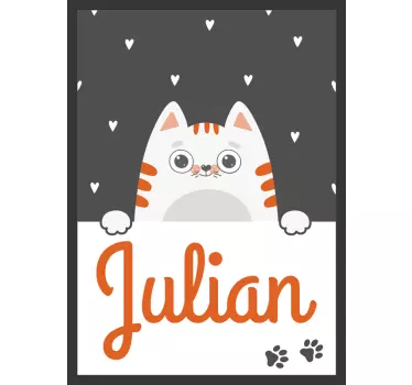 Cat children poster with name Kids bedroom wall sticker - TenStickers