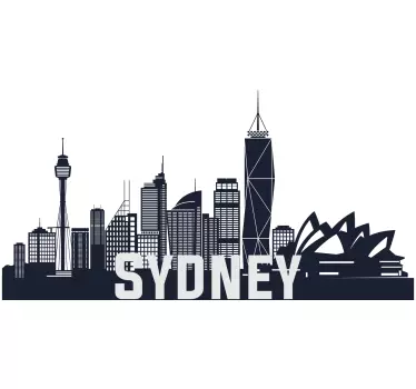 Sydney Skyline Silhouette skyline decal - TenStickers