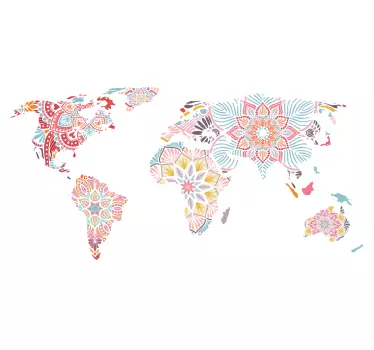 Mandala worldmap wall sticker - TenStickers