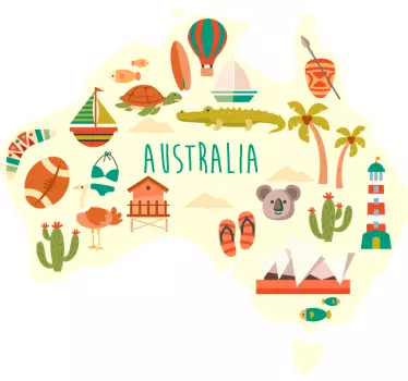 Australia icon map City Sticker - TenStickers