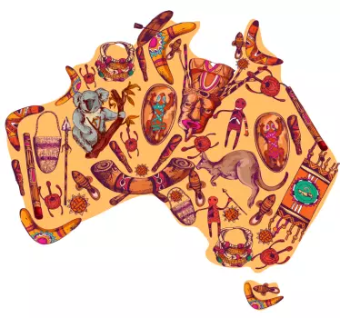 Aboriginal Australian map pattern laptop stickers - TenStickers