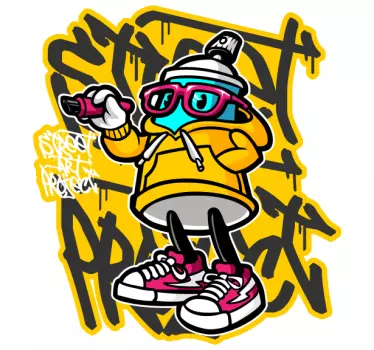 Cartoon graffiti spray can wall text sticker - TenStickers