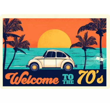 Retro beach scene laptop skin - TenStickers