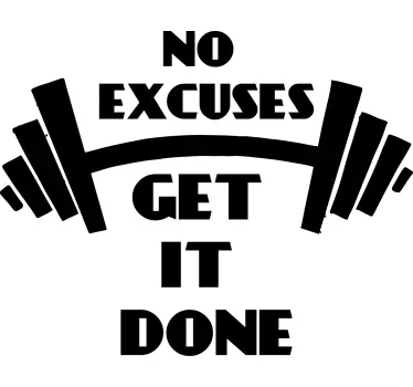 No excuses fitness inspirational quote stickers - TenStickers