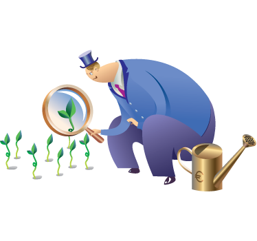 Plant sticker gardener observing sprouts - TenStickers