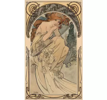 GRACEFUL FIGURE PLAYING HARP iPhone sticker - TenStickers