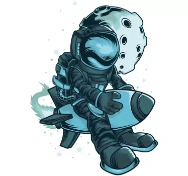 Astronaut rocket space sticker - TenStickers