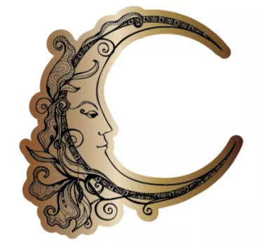 Crescent moon face space sticker - TenStickers