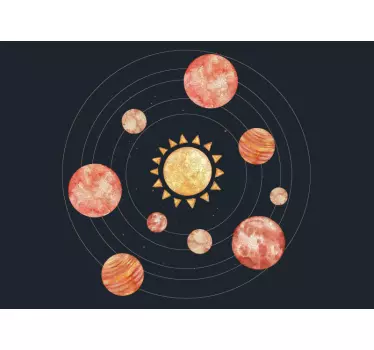 Solar System orange watercolour laptop decal - TenStickers