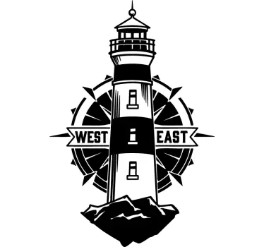 Lighthouse and compass Motorhome nautical sticker - TenStickers
