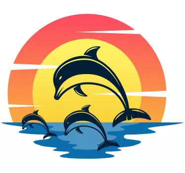 Dolphins at sunset caravan decal - TenStickers