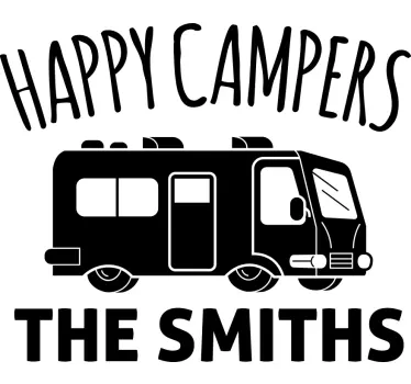 Personalised happy campers caravan decal - TenStickers