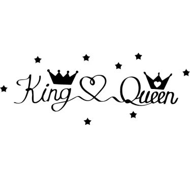 King and Queen, Husband and Wife heart bridal stickers - TenStickers